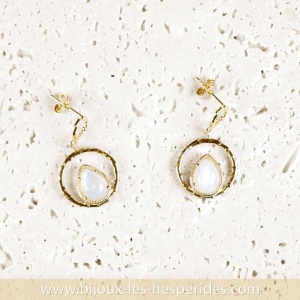 Boucles d’oreilles Astralia Plaqué Or 18 carats Pierre de Lune