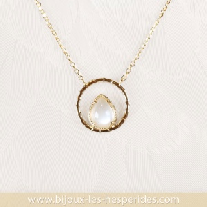 Collier pendentif Astralia Plaqué Or 18 carats Pierre de Lune