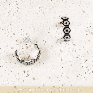 Boucle d’oreilles Célestia en Argent 925 Émail noir Oxydes de zirconium