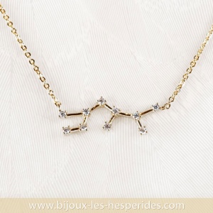 Collier pendentif Constellation Dorure Or 24 carats Oxydes de zirconium
