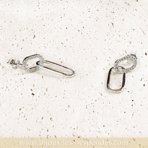 Boucles d’oreilles Duo avec pendentif Argent 925 et Oxydes de zirconium