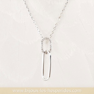 Collier pendentif Duo en Argent 925 et Oxydes de zirconium