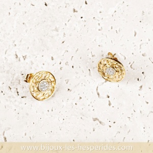 Olympia Or Boucles d’oreilles Fantaisie Dorure 24ct Oxydes de Zirconium