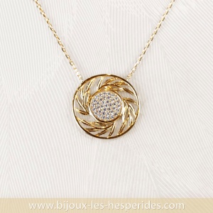 Olympia Or Collier Pendentif Fantaisie Dorure 24ct Oxydes de zirconium