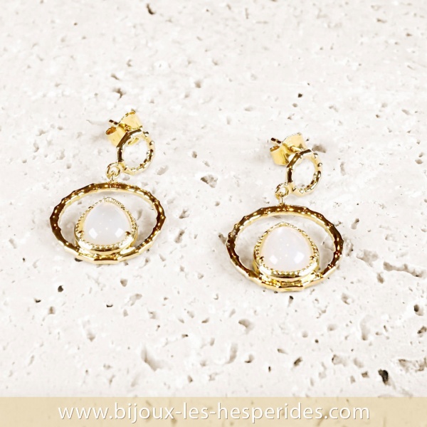 Boucles d’oreilles Astralia Plaqué Or 18 carats Pierre de Lune