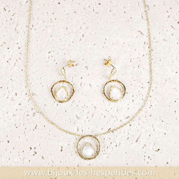 Parure Astralia : Boucles d’oreilles et Collier pendentif