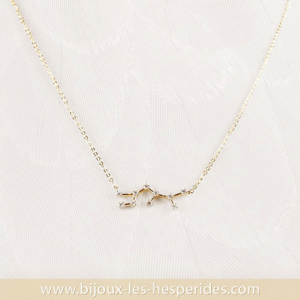 Collier pendentif Constellation Dorure Or 24 carats Oxydes de zirconium