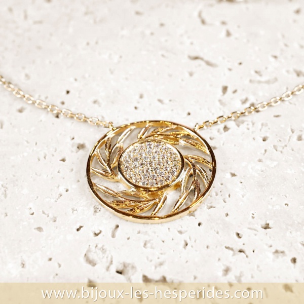 Olympia Or Collier Pendentif Fantaisie Dorure 24ct Oxydes de zirconium