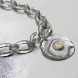 Bijoux Denaive Collier Resine Incrustation Poudre Or Argent Nacre