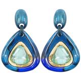 Bijoux Denaive Delphine Boucles Oreilles Resine Bleu