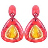 Bijoux Denaive Delphine Boucles Oreilles Resine Couleurs Rouge et Miel