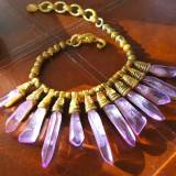 Bijoux Denaive Maureen Collier Resine Couleurs Amethyste et Or