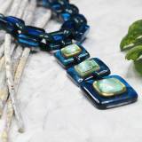 Bijoux Denaive Patricia Collier Resine Bleu Vert Or