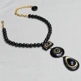 Bijoux Denaive Samanta Collier Resine Noir Or