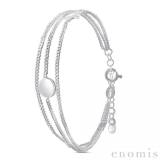 Bijoux Fantaisie Enomis Bracelet Multi Rangs Pastille et Croix Argent