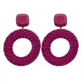 Francine Bramli Boucles Oreilles Clip Donut Raphia Resine Fuchsia
