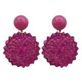 Francine Bramli Boucles Oreilles Clip Plage Raphia Resine Fuchsia