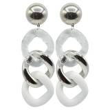 Francine Bramli Boucles Oreilles Maillons Clip Resine Karina Blanc Argent