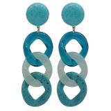 Francine Bramli Boucles Oreilles Maillons Clip Resine Karina Nuances de Bleu