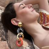 Francine Bramli Boucles Oreilles Maillons Clip Resine Karina Peche Or et Transparent