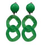 Francine Bramli Boucles Oreilles Maillons Clip Resine Karine Vert Translucide
