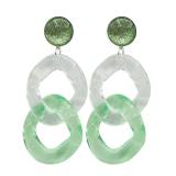 Francine Bramli Boucles Oreilles Maillons Clip Resine Karine Vert Transparent