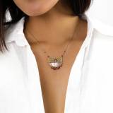 Franck Herval Collection Selena Collier Pendentif Dorure Or Fin 18K Laiton Nacre Brune Swarovski Agate Franck Herval Collection Selena Collier Pendentif Dorure Or Fin 18K Laiton Nacre Brune Swarovski Agate