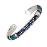 Gas Bijoux Bracelet Massai Argent Strass Swarovski Bleus Multichromes