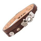 Gas Bijoux Collection Homme Bracelet Cuir Double Penna Argent