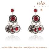 Gas Bijoux Boucles Oreilles Arlequin Argent Strass Swarovski Rouge Gas Bijoux Boucles Oreilles Arlequin Argent Strass Swarovski Rouge