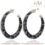 Gas Bijoux Boucles Oreilles Creoles Caftan Torsade Acetate Argent Gris Gas Bijoux Boucles Oreilles Creoles Caftan Torsade Acetate Argent Gris