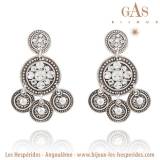 Gas Bijoux Boucles Oreilles Sequin Deux Rangs Argent Strass Swarovski Blanc Gas Bijoux Boucles Oreilles Sequin Deux Rangs Argent Strass Swarovski Blanc