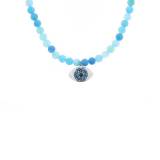 Les Interchangeables Collier Oeil Grosses Perles Couleur Turquoise Cristaux Swarovski