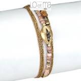 Bijoux Loetma Bracelet Multiliens Coquillage Or Perles Jaspe Hematite