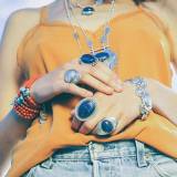 Shabada Bagues Lapis Lazuli et Bracelet Manchette Perles