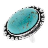 Shabada Bague Cassi Metal Argente Turquoise Synthetique