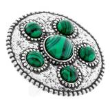 Shabada Bague Gina Stone Medium Metal Argente Finition Martele