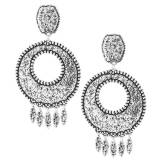 Shabada Boucle Oreilles Chiara Medium Pampilles Metal Argente Finition Martele