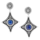 Shabada Boucle Oreilles Gaia Large Metal Argente Lapis Lazuli