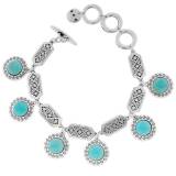 Shabada Bracelet Hopi A Pampilles Metal Argente Turquoise Synthetique