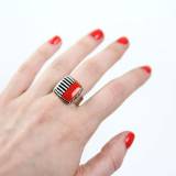 Taratata Automne Hiver 2016 Bague Panam Argent Orange et Noir Taratata Automne Hiver 2016 Bague Panam Argent Orange et Noir