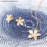 Bijoux Tropik et Kolegram Parure Garance Boucles et Collier Plaque Or 18 Carats