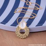 Bijoux Tropik et Kolegram Parure Rivage Collier Plaque Or 18 Carats et Pierre de Lune