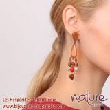Broceliande Boucles Oreilles 3 Pampilles Amazonite Agate Corne et Graines