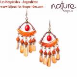 Broceliande Boucles Oreilles 5 Pampilles Amazonite Agate Corne et Graines