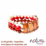 Broceliande Bracelet Semi Extensible 3 Rangs Amazonite Agate Corne et Graines
