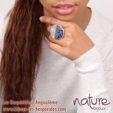 Cyclade Bague Sodalite Nacre Blanche