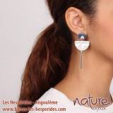Cyclade Boucles Oreilles Sodalite Nacre Blanche