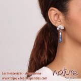Cyclade Boucles Oreilles Sodalite Nacre Blanche