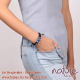 Deep Blue Bracelet 2 Trompes Nacre Noire Corne et Lapis Lazuli